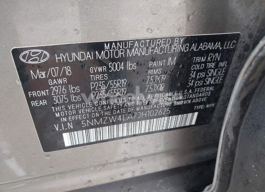 Photo 9 of 2018 Hyundai Santa FE SPORT 2.0T ULTIMATE (VIN 5NMZW4LA7JH102625)