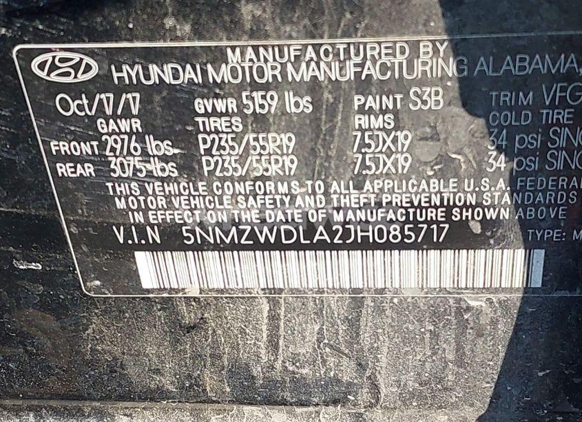 Photo 9 of 2018 Hyundai Santa FE SPORT 2.0T ULTIMATE (VIN 5NMZWDLA2JH085717)