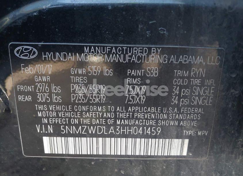 Photo 9 of 2017 Hyundai Santa FE SPORT 2.0T ULTIMATE (VIN 5NMZWDLA3HH041459)