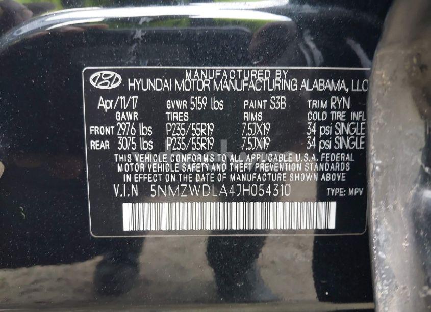 Photo 9 of 2018 Hyundai Santa FE SPORT 2.0T ULTIMATE (VIN 5NMZWDLA4JH054310)