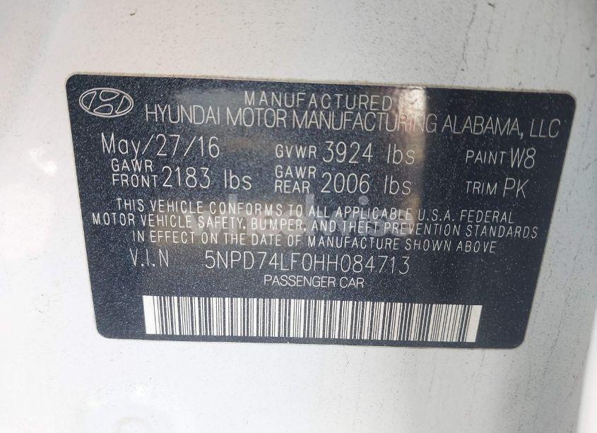 Photo 9 of 2017 Hyundai Elantra SE (VIN 5NPD74LF0HH084713)