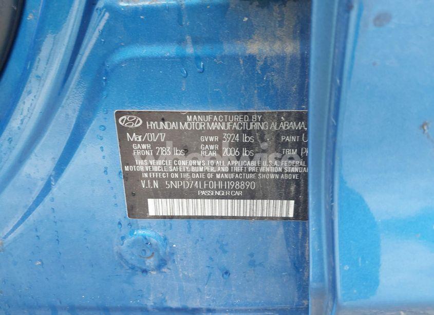 Photo 9 of 2017 Hyundai Elantra SE (VIN 5NPD74LF0HH198890)
