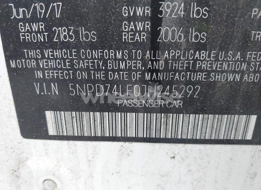 Photo 9 of 2018 Hyundai Elantra SE (VIN 5NPD74LF0JH245292)