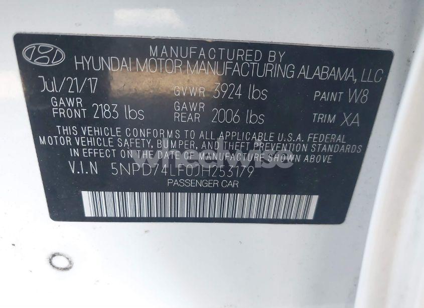 Photo 9 of 2018 Hyundai Elantra SE (VIN 5NPD74LF0JH253179)