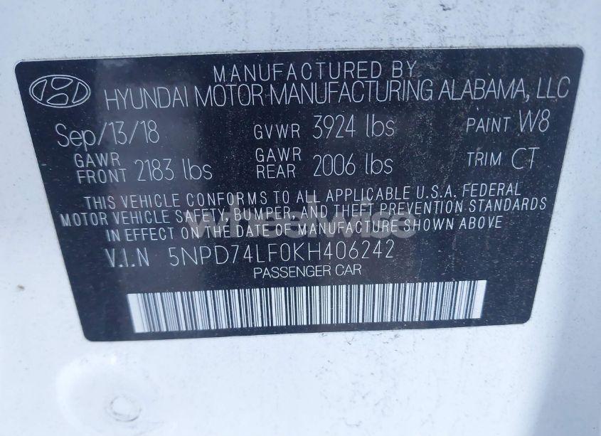 Photo 9 of 2019 Hyundai Elantra SE (VIN 5NPD74LF0KH406242)