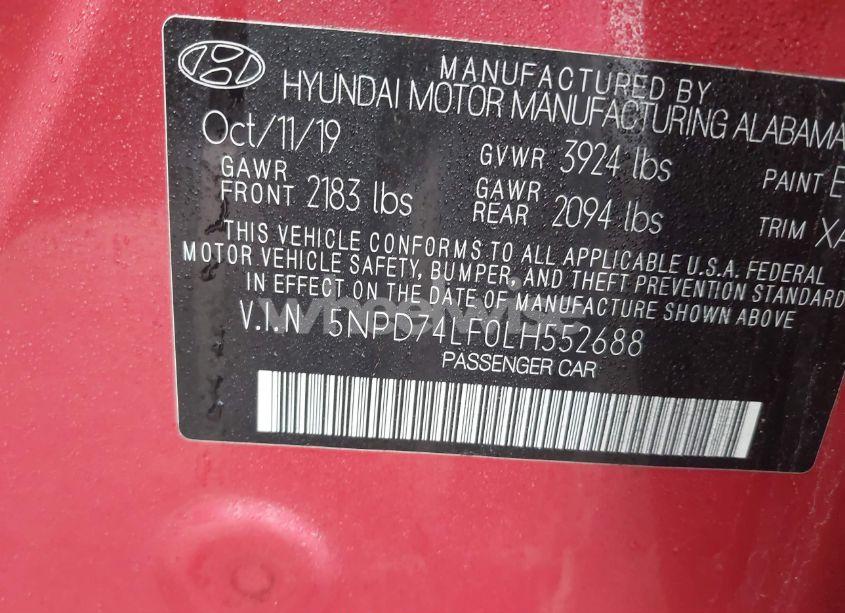 Photo 9 of 2020 Hyundai Elantra SE (VIN 5NPD74LF0LH552688)