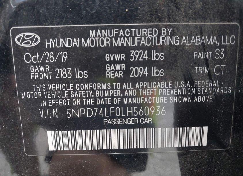 Photo 9 of 2020 Hyundai Elantra SE (VIN 5NPD74LF0LH560936)