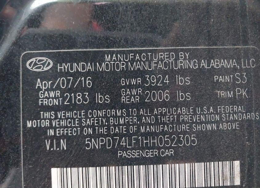 Photo 9 of 2017 Hyundai Elantra SE (VIN 5NPD74LF1HH052305)