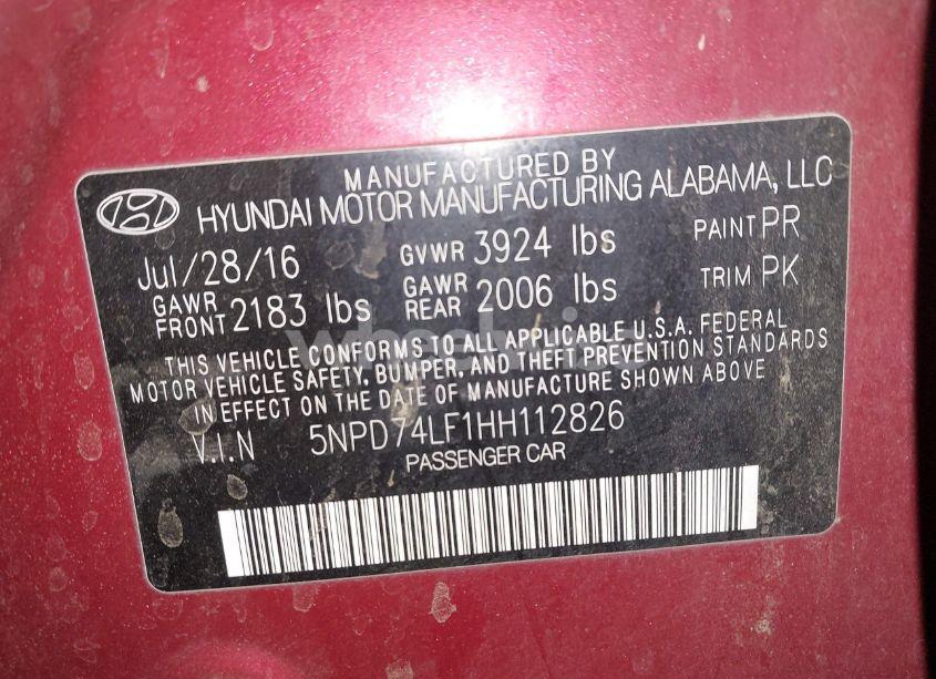 Photo 9 of 2017 Hyundai Elantra SE (VIN 5NPD74LF1HH112826)