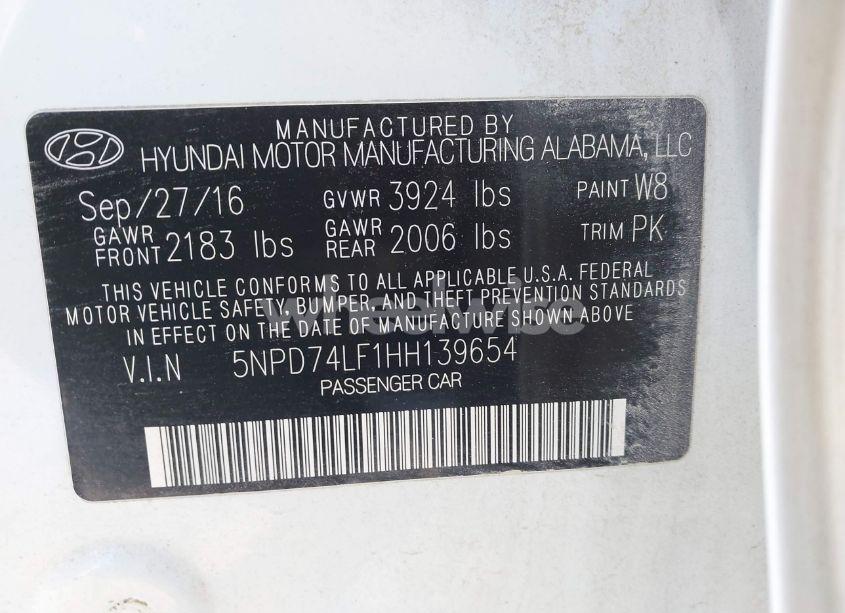 Photo 9 of 2017 Hyundai Elantra SE (VIN 5NPD74LF1HH139654)