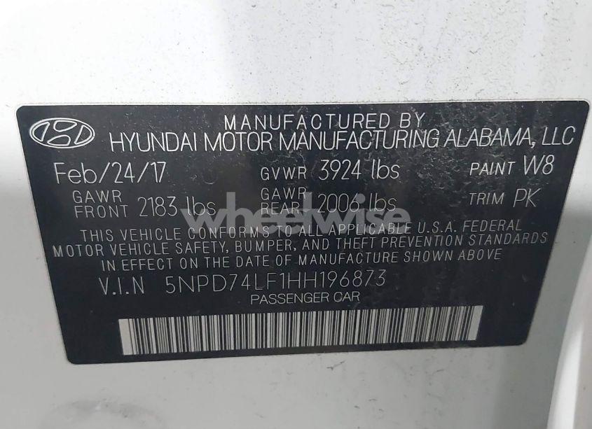 Photo 9 of 2017 Hyundai Elantra SE (VIN 5NPD74LF1HH196873)