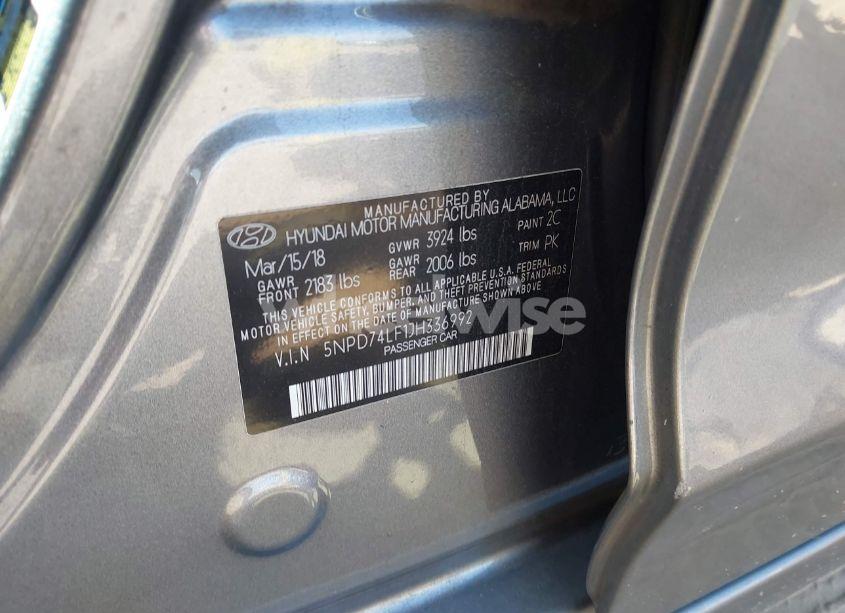 Photo 9 of 2018 Hyundai Elantra SE (VIN 5NPD74LF1JH336992)