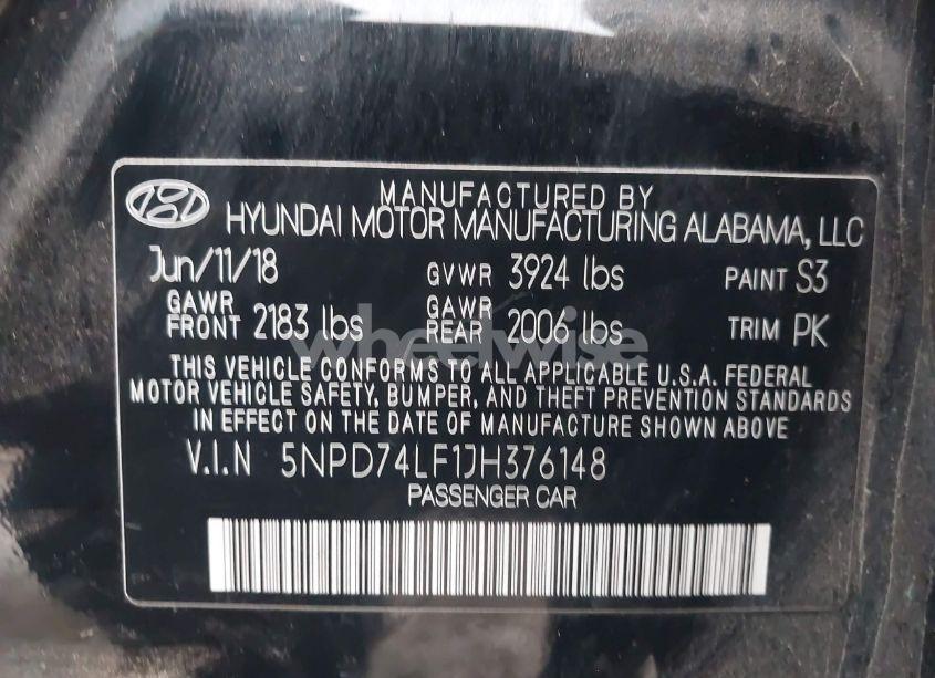 Photo 9 of 2018 Hyundai Elantra SE (VIN 5NPD74LF1JH376148)