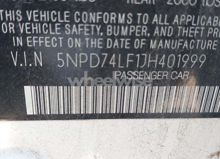 Photo 9 of 2018 Hyundai Elantra SE (VIN 5NPD74LF1JH401999)