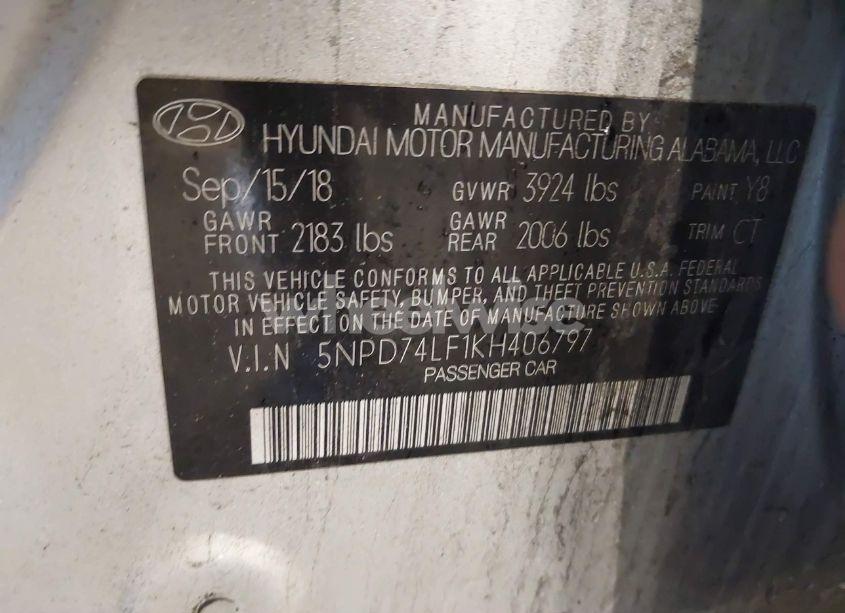 Photo 9 of 2019 Hyundai Elantra SE (VIN 5NPD74LF1KH406797)