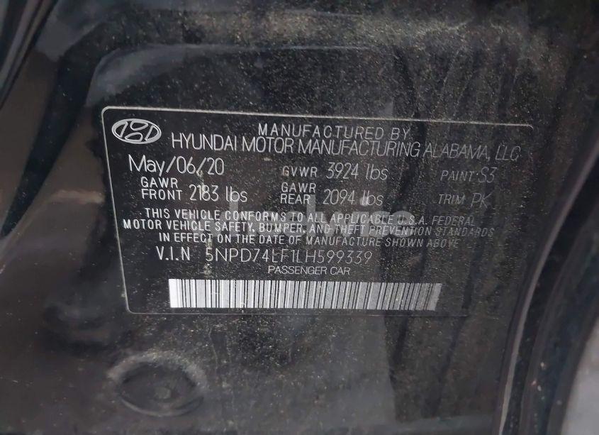 Photo 9 of 2020 Hyundai Elantra SE (VIN 5NPD74LF1LH599339)