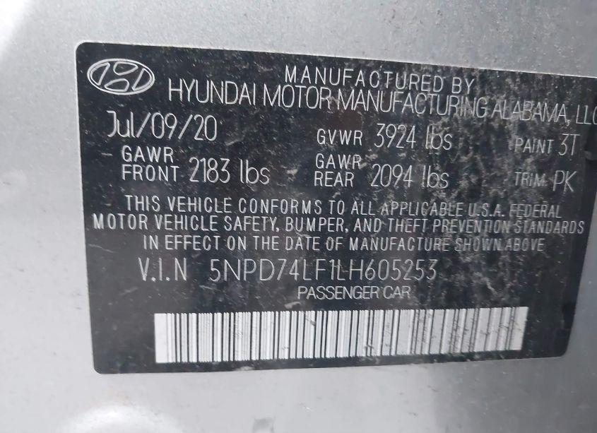 Photo 9 of 2020 Hyundai Elantra SE (VIN 5NPD74LF1LH605253)