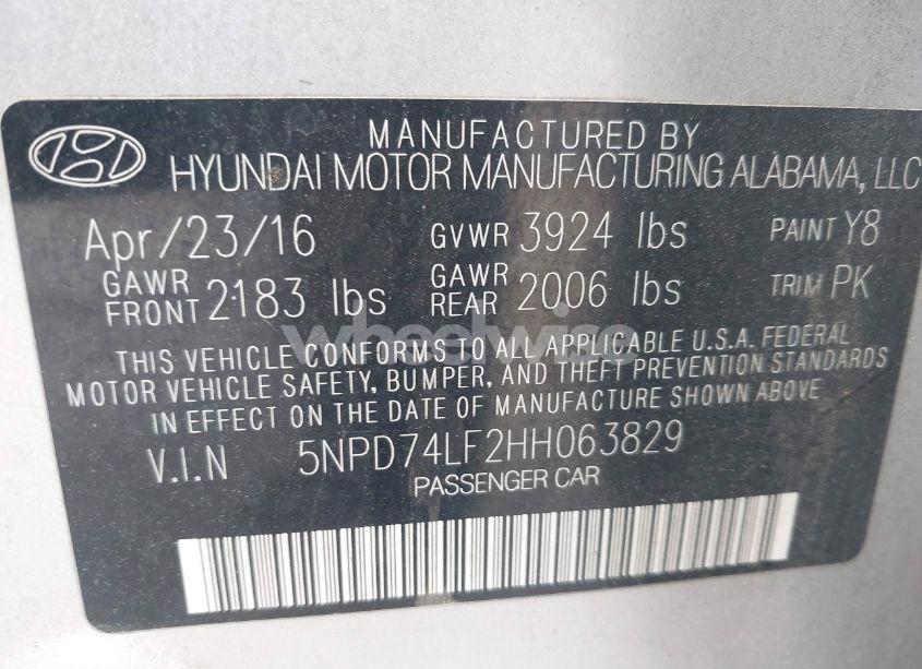 Photo 9 of 2017 Hyundai Elantra SE (VIN 5NPD74LF2HH063829)