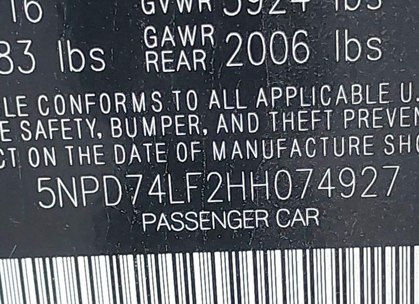 Photo 9 of 2017 Hyundai Elantra SE (VIN 5NPD74LF2HH074927)