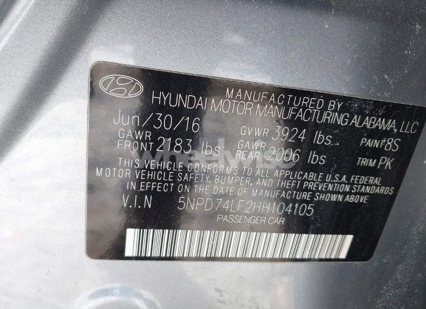 Photo 9 of 2017 Hyundai Elantra SE (VIN 5NPD74LF2HH104105)