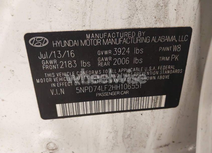 Photo 9 of 2017 Hyundai Elantra SE (VIN 5NPD74LF2HH106551)