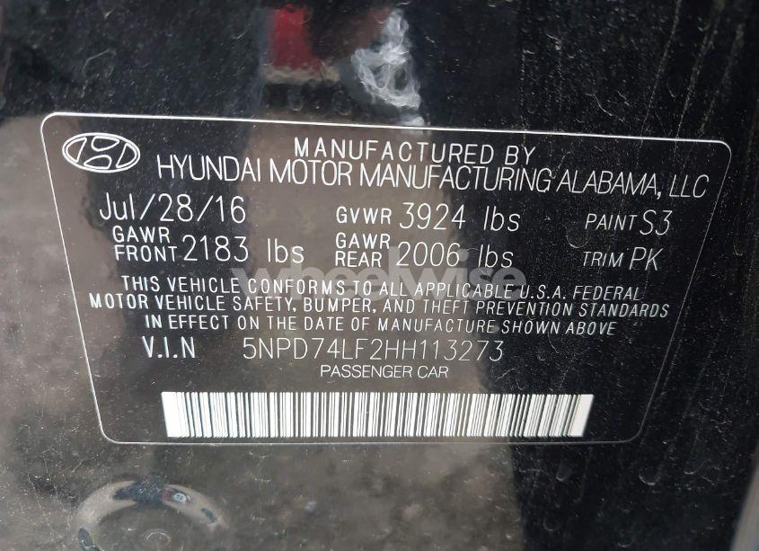 Photo 9 of 2017 Hyundai Elantra SE (VIN 5NPD74LF2HH113273)