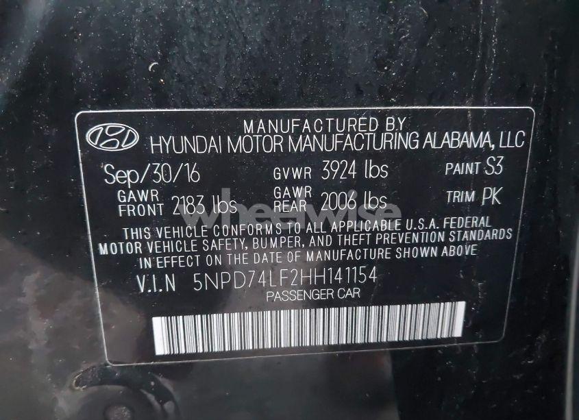 Photo 9 of 2017 Hyundai Elantra SE (VIN 5NPD74LF2HH141154)