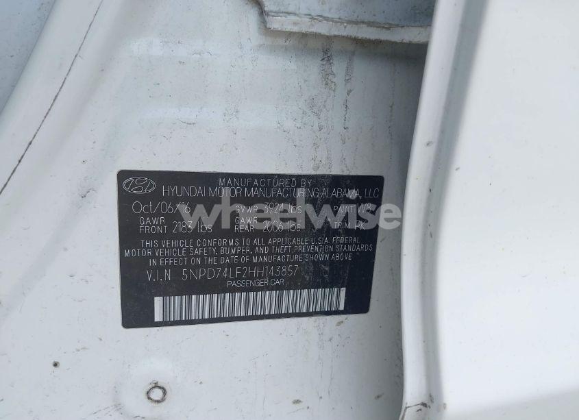 Photo 9 of 2017 Hyundai Elantra SE (VIN 5NPD74LF2HH143857)