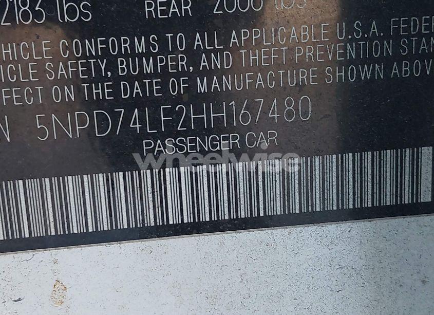 Photo 9 of 2017 Hyundai Elantra SE (VIN 5NPD74LF2HH167480)