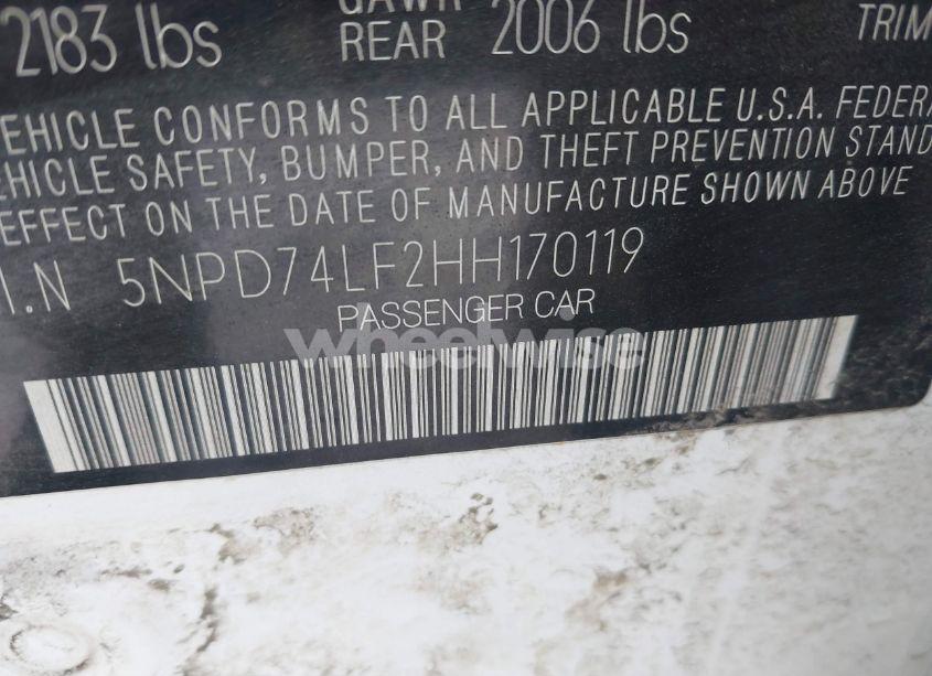 Photo 9 of 2017 Hyundai Elantra SE (VIN 5NPD74LF2HH170119)