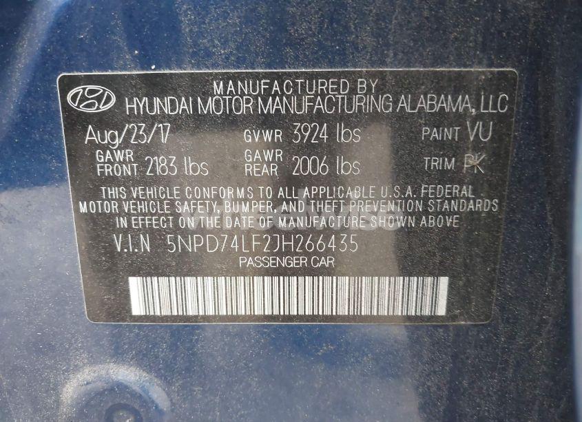 Photo 9 of 2018 Hyundai Elantra SE (VIN 5NPD74LF2JH266435)