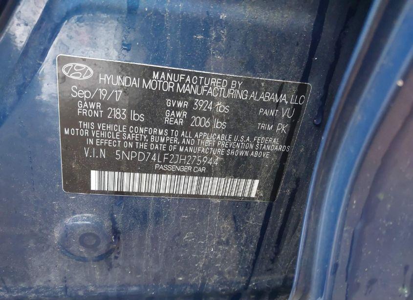 Photo 9 of 2018 Hyundai Elantra SE (VIN 5NPD74LF2JH275944)