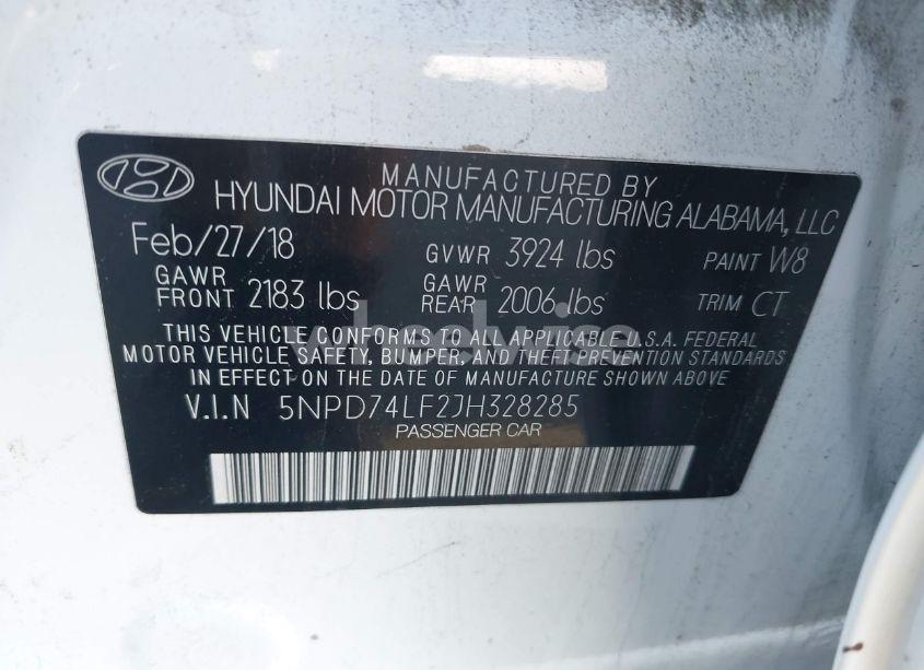 Photo 9 of 2018 Hyundai Elantra SE (VIN 5NPD74LF2JH328285)