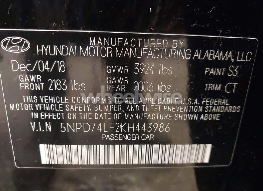 Photo 9 of 2019 Hyundai Elantra SE (VIN 5NPD74LF2KH443986)