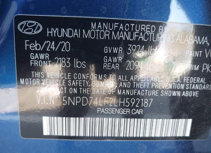 Photo 9 of 2020 Hyundai Elantra SE (VIN 5NPD74LF2LH592187)