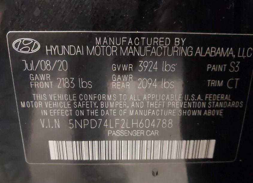 Photo 9 of 2020 Hyundai Elantra SE (VIN 5NPD74LF2LH604788)