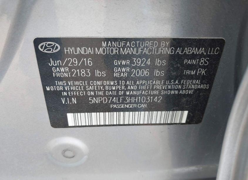 Photo 9 of 2017 Hyundai Elantra SE (VIN 5NPD74LF3HH103142)