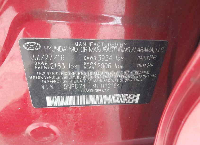 Photo 9 of 2017 Hyundai Elantra SE (VIN 5NPD74LF3HH112164)