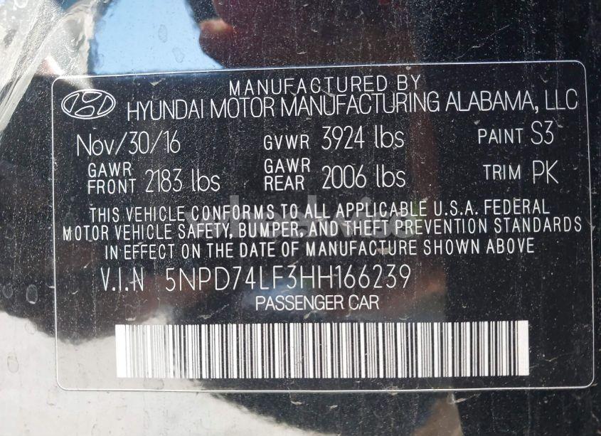 Photo 9 of 2017 Hyundai Elantra SE (VIN 5NPD74LF3HH166239)