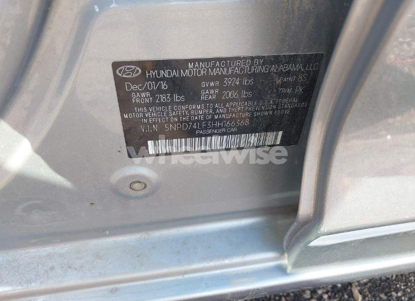 Photo 9 of 2017 Hyundai Elantra SE (VIN 5NPD74LF3HH166368)