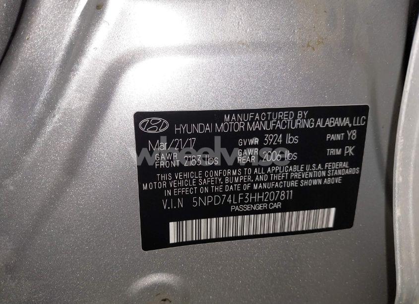 Photo 9 of 2017 Hyundai Elantra SE (VIN 5NPD74LF3HH207811)