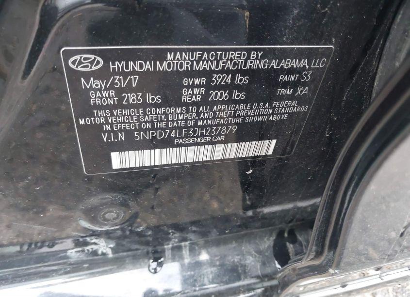 Photo 9 of 2018 Hyundai Elantra SE (VIN 5NPD74LF3JH237879)