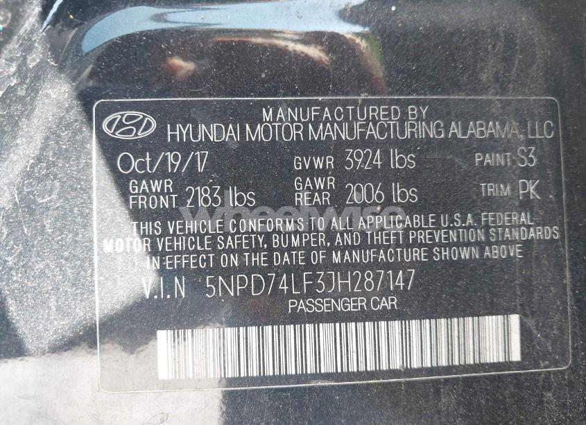 Photo 9 of 2018 Hyundai Elantra SE (VIN 5NPD74LF3JH287147)