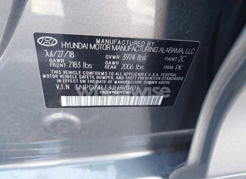 Photo 9 of 2018 Hyundai Elantra SE (VIN 5NPD74LF3JH390701)