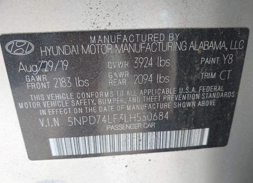 Photo 9 of 2020 Hyundai Elantra SE (VIN 5NPD74LF3LH530684)