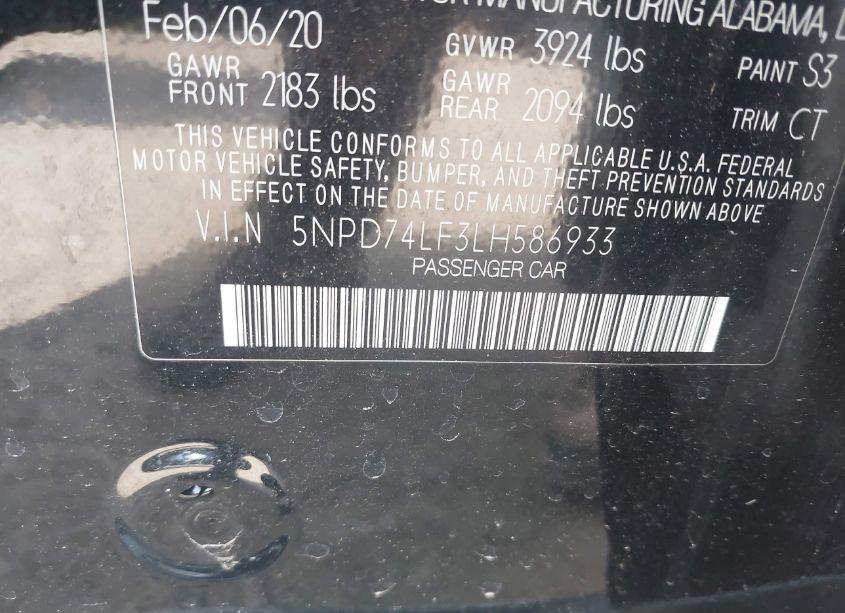 Photo 9 of 2020 Hyundai Elantra SE (VIN 5NPD74LF3LH586933)