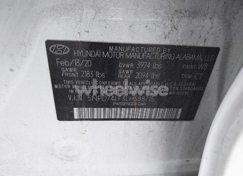 Photo 9 of 2020 Hyundai Elantra SE (VIN 5NPD74LF3LH588715)