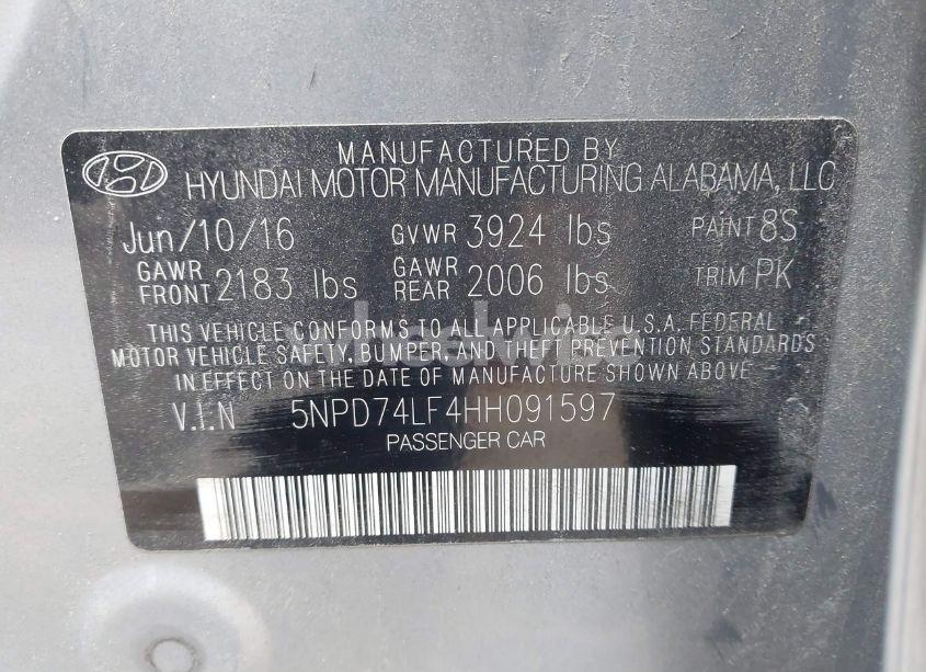 Photo 9 of 2017 Hyundai Elantra SE (VIN 5NPD74LF4HH091597)