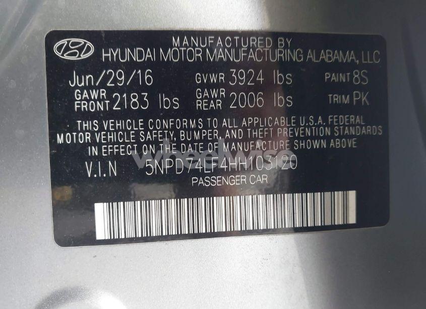 Photo 9 of 2017 Hyundai Elantra SE (VIN 5NPD74LF4HH103120)