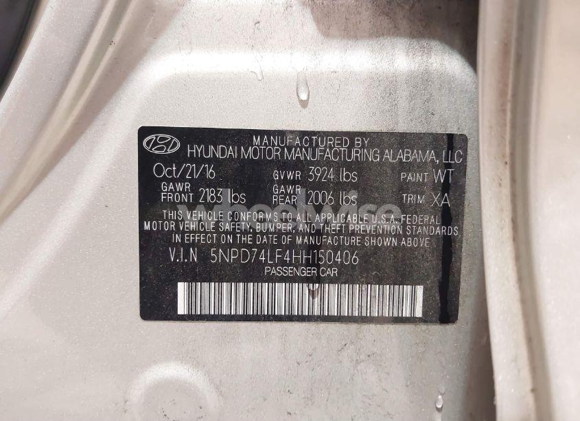 Photo 9 of 2017 Hyundai Elantra SE (VIN 5NPD74LF4HH150406)